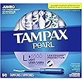 Tampax Pearl Tampons Light Absorbency with BPA-Free Plastic Applicator and LeakGuard Braid, Unscented, 50 Count