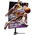 AVLT 38" Vertical Ultrawide Monitor Mount Stand Two Stacked 26.5 lbs Screens on Heavy-Duty Pole Save Workspace with Fine-Tune Height Tilt Swivel Rotate Adjustment Free Standing Sturdy Base