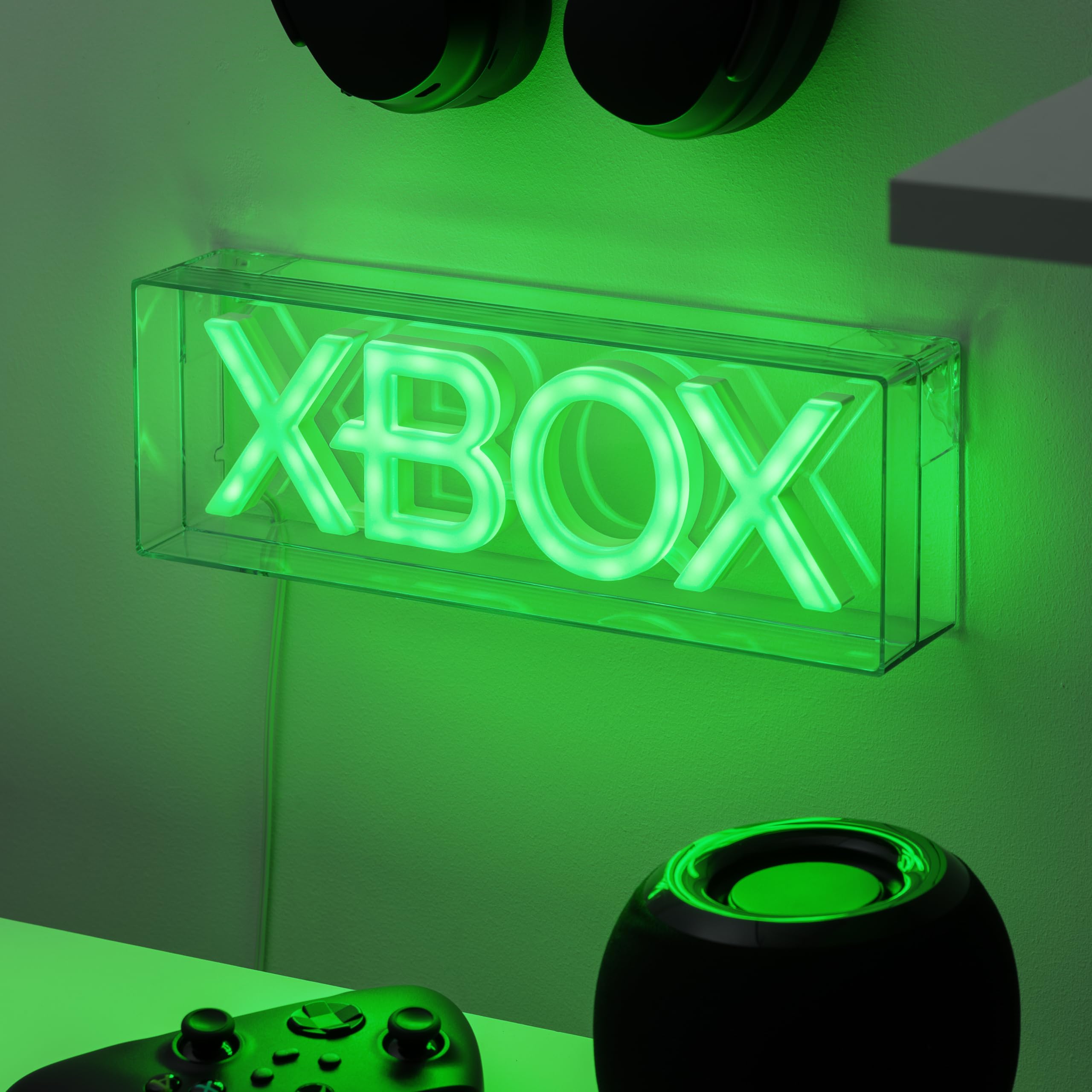 Paladone XBOX LED-Neonlicht, Freistehend oder Wandmontierbar Gaming-Schreibtischzubehör, Spielzimmer-Deko & Geschenk für Spieler, 29,7 cm breit 2