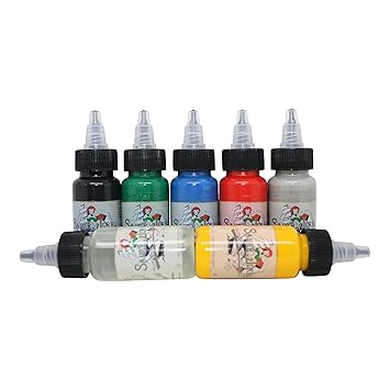 Sailor Jerry Tattoofarben Set 7 x 30ml. Made in GERMANY! Mit Zertifikat! Tätowierfarbe, Tattoofarbe Farbverdünner Tattoo Ink,