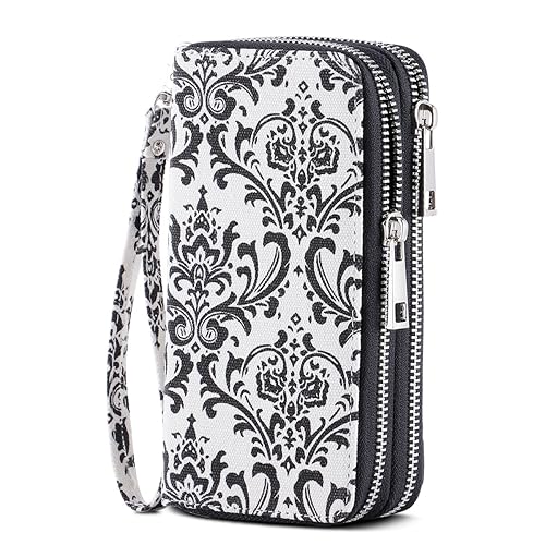 Double Zipper Around Wallet Cellphone Holder Wallet with Wristlet for Oneplus 6 6T Xiaomi Redmi 6 6Pro Y2 A2 Sumsung Galaxy J7 S8