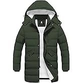 Pursky Men's Long Winter Coat Warm Sherpa Lined Quilted Puffer Jacket Waterproof Thicken Puffy Parka with Hood