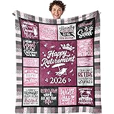 EliteOne Retirement Blanket Retirement Gifts for Women 2026 Best Retiring Gifts - Happy Retirements Blanket - Gift for Retirements for Nurse Nurse Coworker Boss Lady Friend Woman 50''x60''