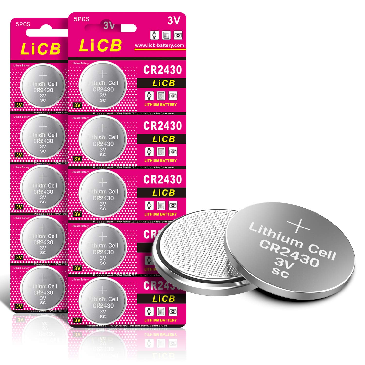 LiCB CR2430 Lithium Coin Battery 3 V Pack of 10