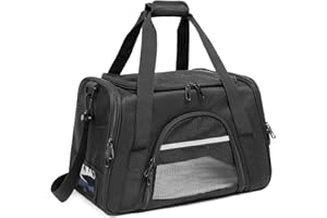 ROSEBB Pet Carrier,Dog Carrier Cat Carrier Airline Approved,Collapsible Soft Sided TSA Approved Pet Carrier for Medium and Small Cats, Puppies Up to 25 Lbs, Cat Travel Carrier(Large, Black)