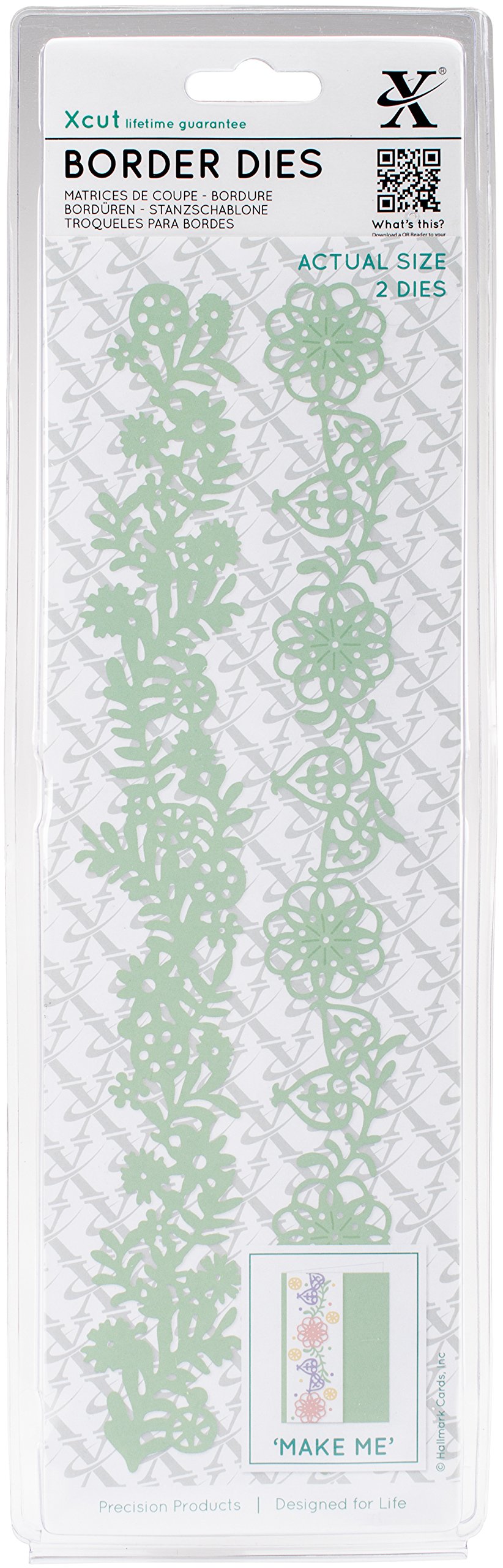 Xcut Border Dies, Floral Borders, 2 Pieces, Carbon Steel, Art & Craft, Cutting Tool, For Beautiful Decoration, Card Making, Gift Tag Wrapping, Scrapbooking, Invitation Making, Crafters Companion