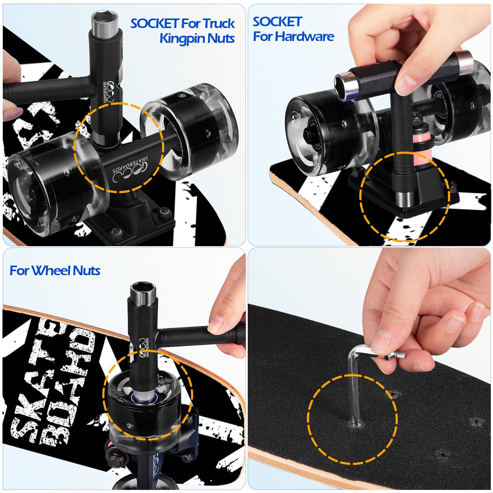 GIEEU Skateboards with Colorful Flashing Wheels for Beginners,Kids,Teens,Adults, Complete Standard Skate Boards 9 Layer Canadian Maple Deck Concave Skateboard