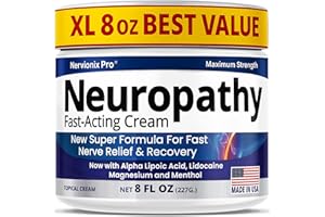 SCIATURNA Neuropathy Nerve Relief Cream – Extra Large 8 oz – Super Strength ALA, Menthol, Magnesium Formula for Feet Hands Legs Toes Back – Made in USA – Fast-Acting Soothing Relief – Super Value 8 Oz