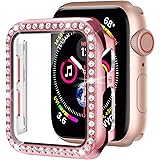 Moolia Bling Case Compatible with Apple Watch 44mm Iwatch Series 6/5/4, iWatch SE 44mm Bling Crystal Diamond Face Cover with 