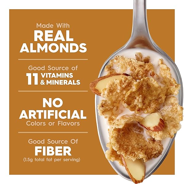 SPECIAL K BREAKFAST CEREAL, 11 VITAMINS AND MINERALS, MADE WITH REAL ALMONDS, FAMILY SIZE, VANILLA AND ALMOND, 18.8OZ BOX (1 BOX)