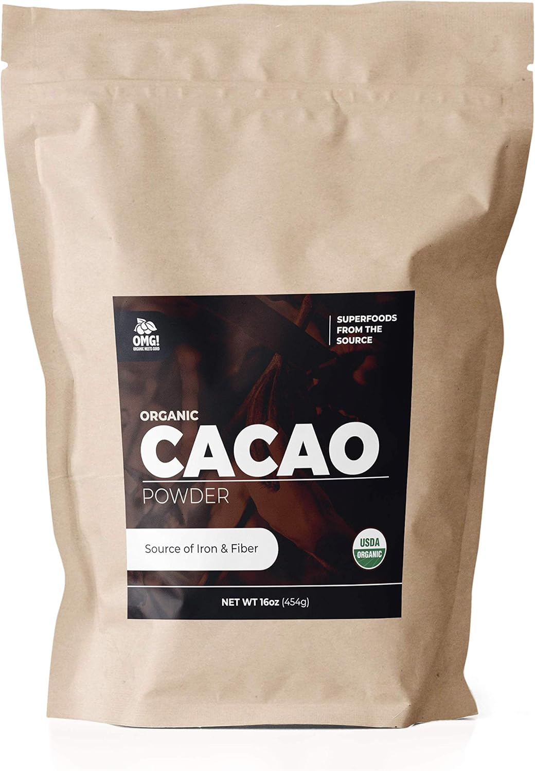 OMG! Superfoods Organic Cacao Powder 100 Pure, USDA Certified