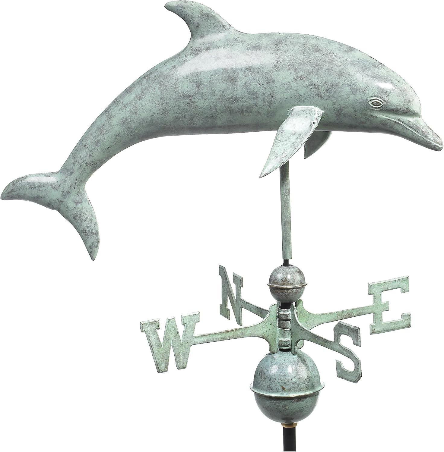 Weathervanes - Good Directions Dolphin Weathervane, Blue Verde Copper