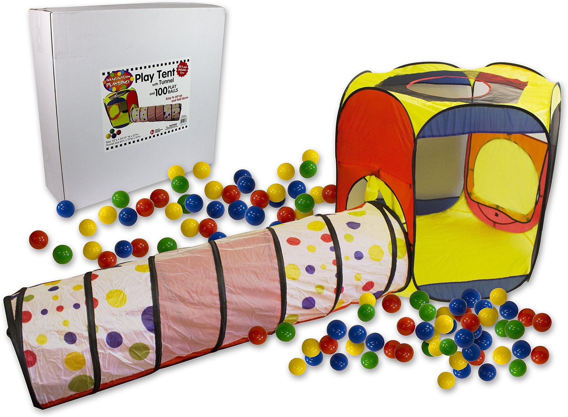 Right Track Toys Play Tent with 100 Balls and Tunnel- Indoor and Outdoor Easy Folding Ball Pit with Carrying Case