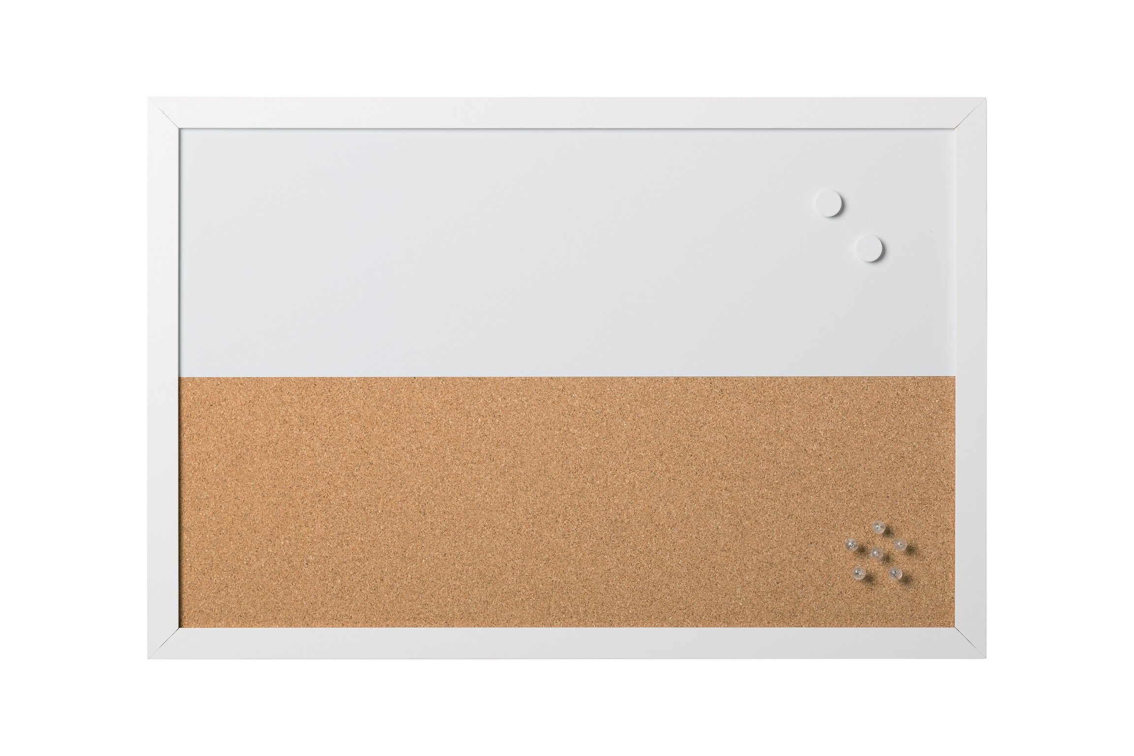 Bi-Office Combo Magnetic Whiteboard Magnetic Dry Wipe/Cork Memo Board Elements White MDF Frame, 60 x 40 cm