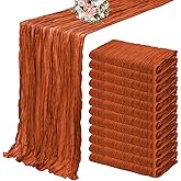 12 Pack Cheesecloth Table Runner 35 x 120 inch Long Boho Cheese Cloth Gauze Table Runners Semi Sheer Table Runner for Wedding Decor, Bridal Shower, Birthday Party (Terracotta)