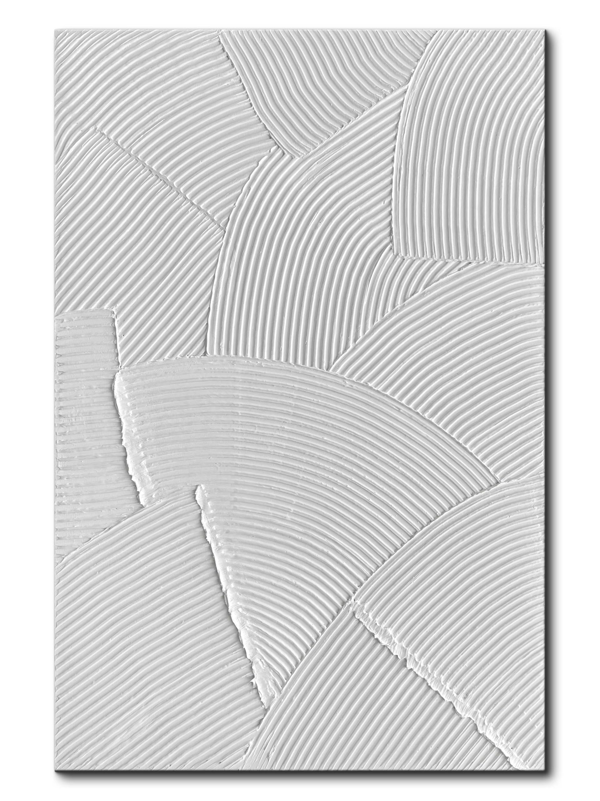 Photo 1 of ***FACTORY SEALED*** Creespi White Abstract Wall Art - Hand Painted Oil Painting On Canvas 24x36 inch, Thick Textured Art Painting for Wall Decorations