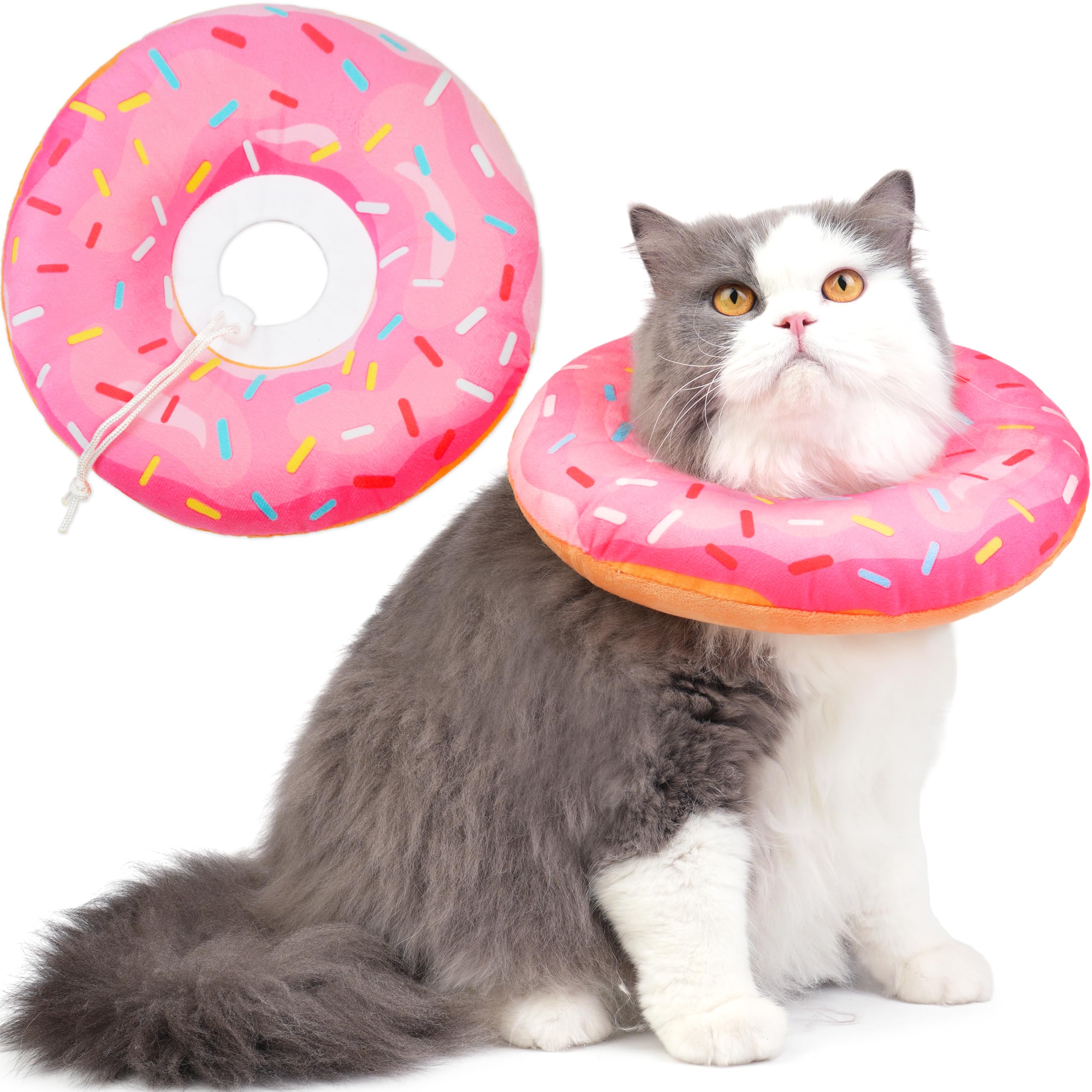 Photo 1 of Hpetppy Cat Cone Collar Soft, Cat Recovery Collar for Wound Healing Cute Donut Adjustable Kittens Cones to Stop Licking Comfortable Lightweight Neck Elizabethan Collars for Cats Kittens After Surgery
