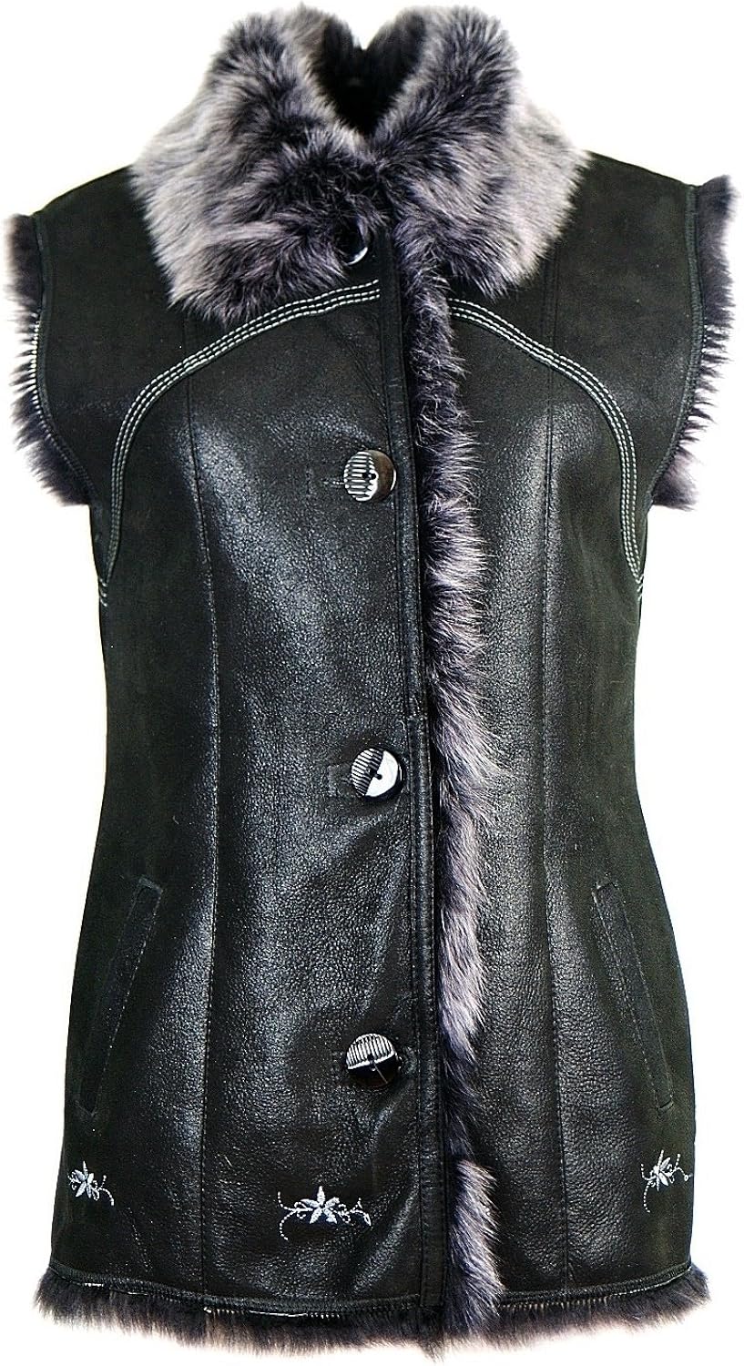 Womens Sheepskin vest, Lambskin vest, gilet/ KK0001 (XL) Amazon.co.uk