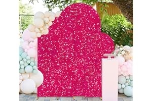 FUHSY Hot Pink Arch Cover Set of 3 Sequin Arch Backdrop Cover 6ft 5ft 4ft Sparkly Wedding Arch Covers Chiara Backdrop Stand Cover Arch Stand Cover for Balloon Birthday Party Baby Shower Decorations