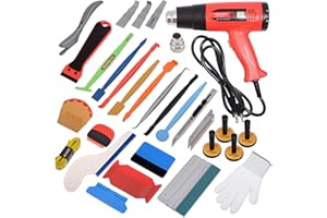 Gomake Vinyl Wrap Tool Car Wrap kit for Window Tint Film Installation, Include Heat Gun, Tinting Squeegee,Micro Tucking Stick, Film Cutter, Magnet Holder, Plastic Scraper