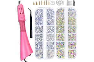 CLEKSPOYE Hotfix Rhinestones Bedazzling Kit,Iron-on Hot Fix Applicator Setter Tool with Rhinestones,Hot Fixed Wand for Clothes Clothing Fabric Crafts,Crystal