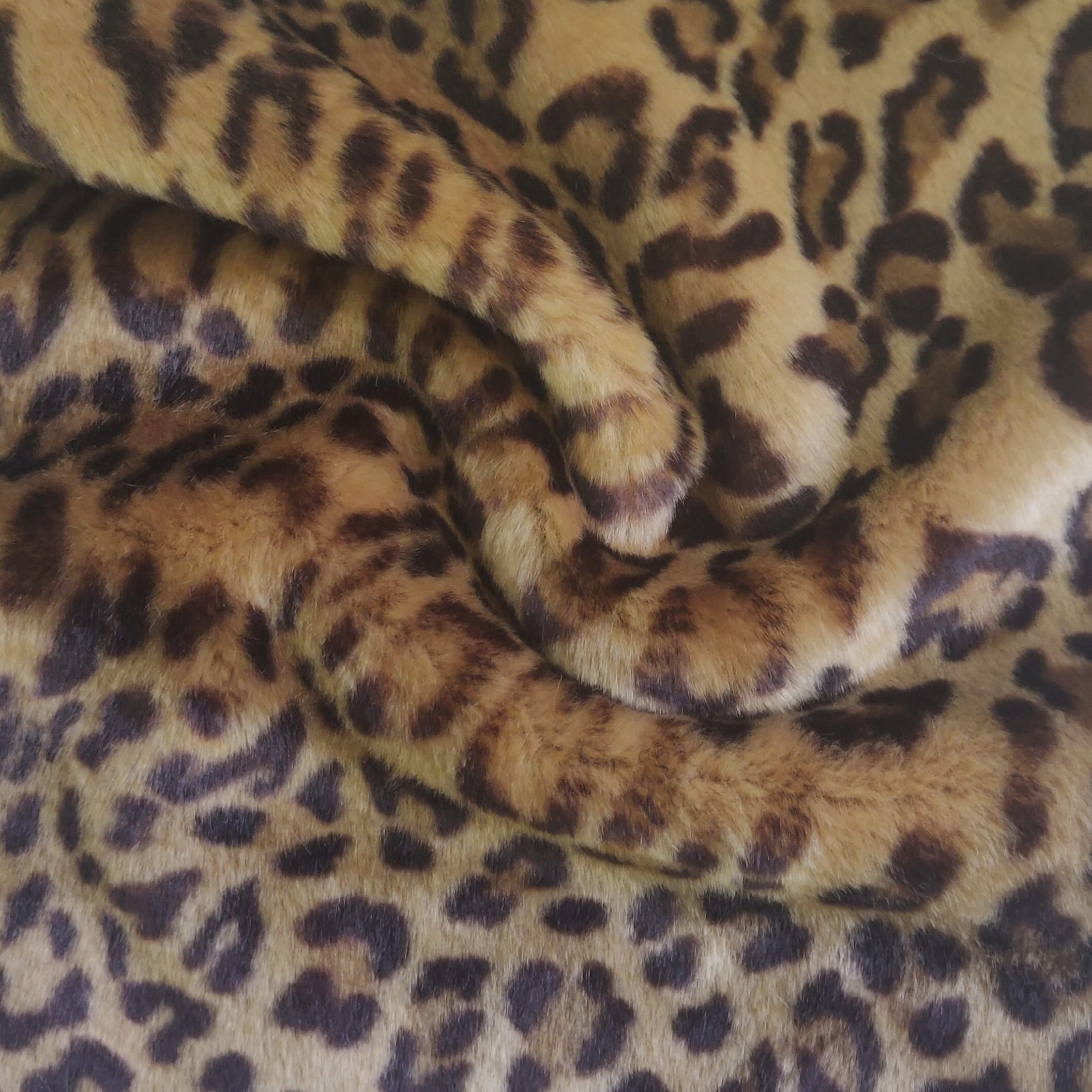 Super Luxury Faux Fur Fabric Material Leopard, 1Mtr 150cm x 100cm