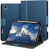 KingBlanc Case for iPad Pro 11-inch (M5 2025, M4 2024) with Pencil Holder, PU Leather Durable Protective Cover, Auto Sleep/Wake, Support Pencil Pro/Pencil (USB-C), Viewing/Typing Angles, Blue