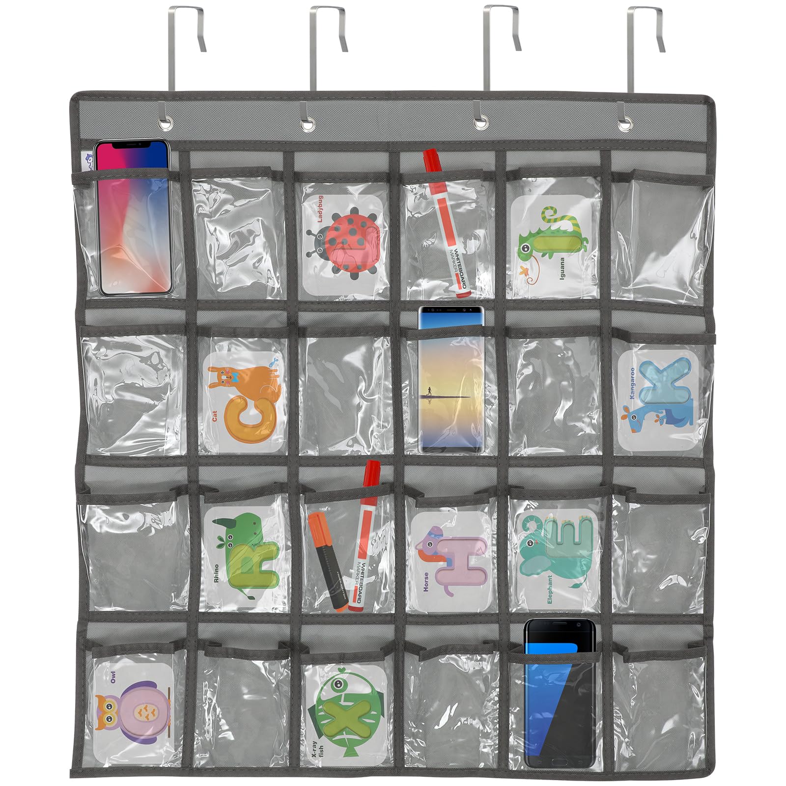 Photo 1 of 24 Clear Pockets Classroom Pocket Chart for Cell Phones Calculator Holder Over The Door Hanging Closet Jewelry Organizer Clear Pocket Chart Organizer for Classroom Cellphone Storage