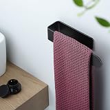 YIGII Black Hand Towel Holder Self Adhesive Stainless Steel 19.6cm Rod view 5