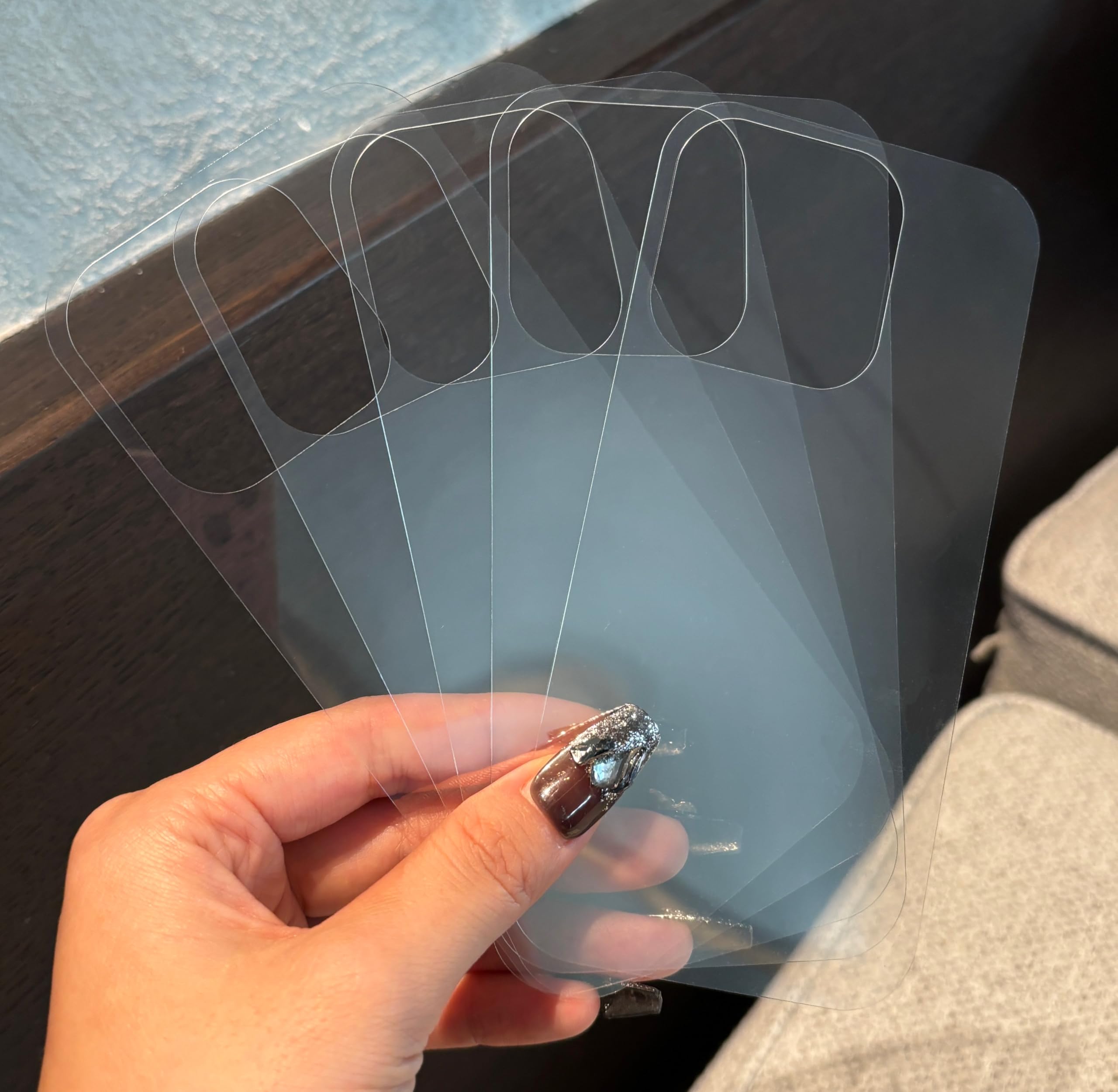 Jusnfu 5 Pcs DIY Clear Cards for iPhone 12 Pro, 13 Pro, 14 Pro, 15 Pro Case - Clear Insert Cards for Stickers, Photos, for iPhone Clear/Translucent Phone Case 6.1 Inches