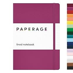 PAPERAGE Lined Journal Notebook, (Raspberry), 160