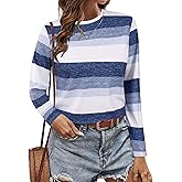 LilyCoco Womens Striped Long Sleeve Shirt Boat Neck Tops Breton Loose Fit Tshirt