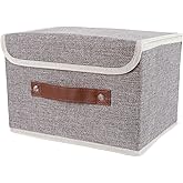 SnYuGr Small Storage Bin with Lid Storage Boxes,Collapsible Linen Storage Basket Container with Lid Storage Cube for Organizi