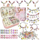 BEIKEETOO Charm Bracelet Making Kit for Girls 8-12, DIY Bead Jewelry Making Kit with Box, Arts and Crafts for Kids 6-8 Gifts for Girl Toys Age 6 7 8 9 10 11 12 Festival Birthday