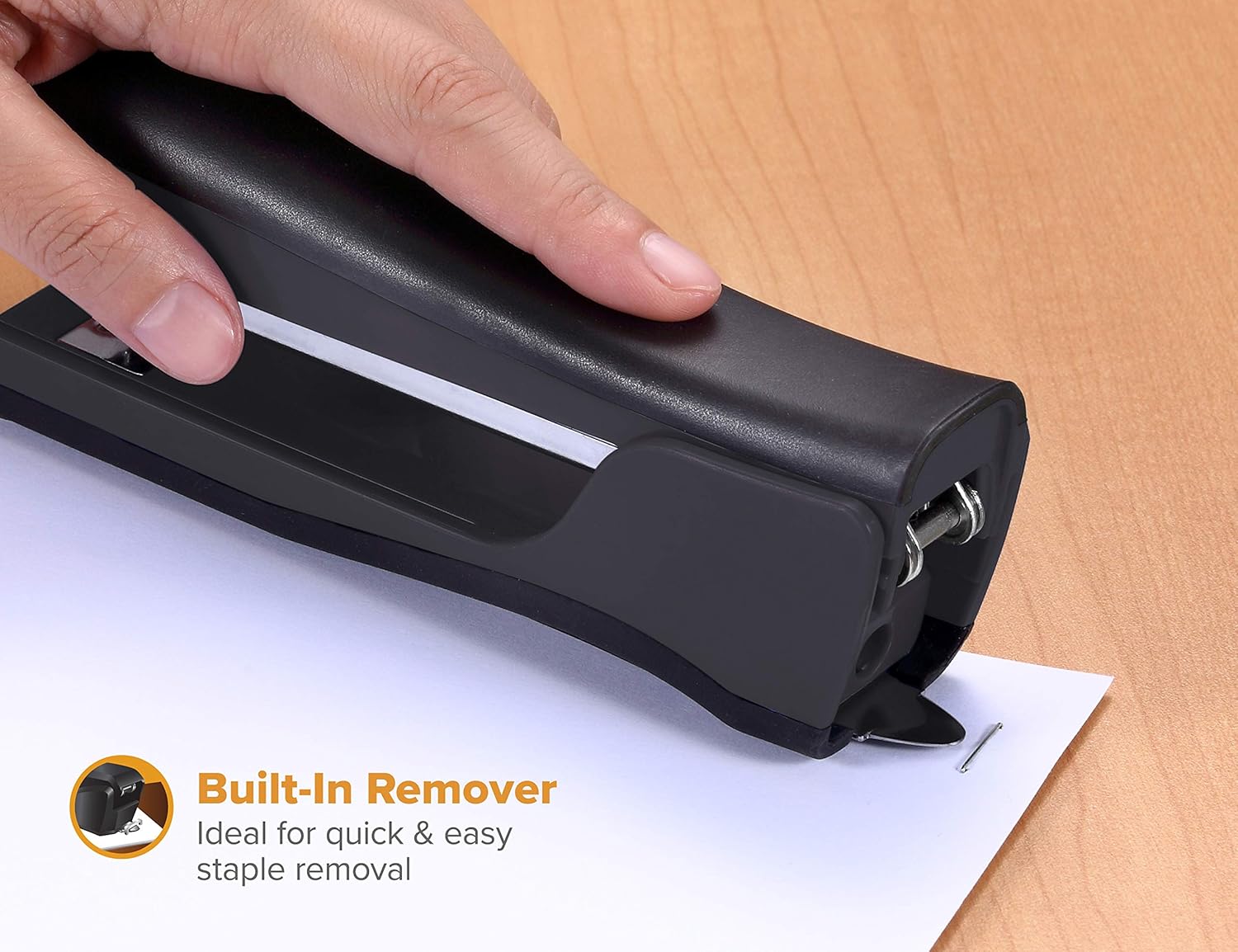 Bostitch Dynamo Stand-Up Stapler with Integrated Staple Remover and Staple Storage (B696-BLK) : Desk Staplers : Office Products