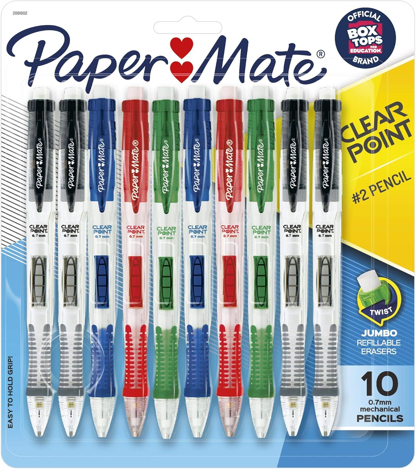 Paper Mate Clearpoint Mechanical Pencil, 0.7 mm, Assorted, Refillable, 10-pack : Office Products