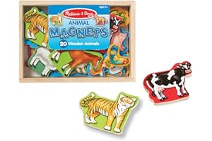 Melissa & Doug 20 Wooden Animal Magnets in a Box - FSC CertifiedCute Animal Fridge Magnets, Refrigerator for Toddlers Ages 2+