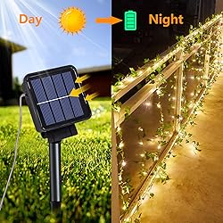 ANGMLN White Solar String Lights Outdoor, 39.4 FT