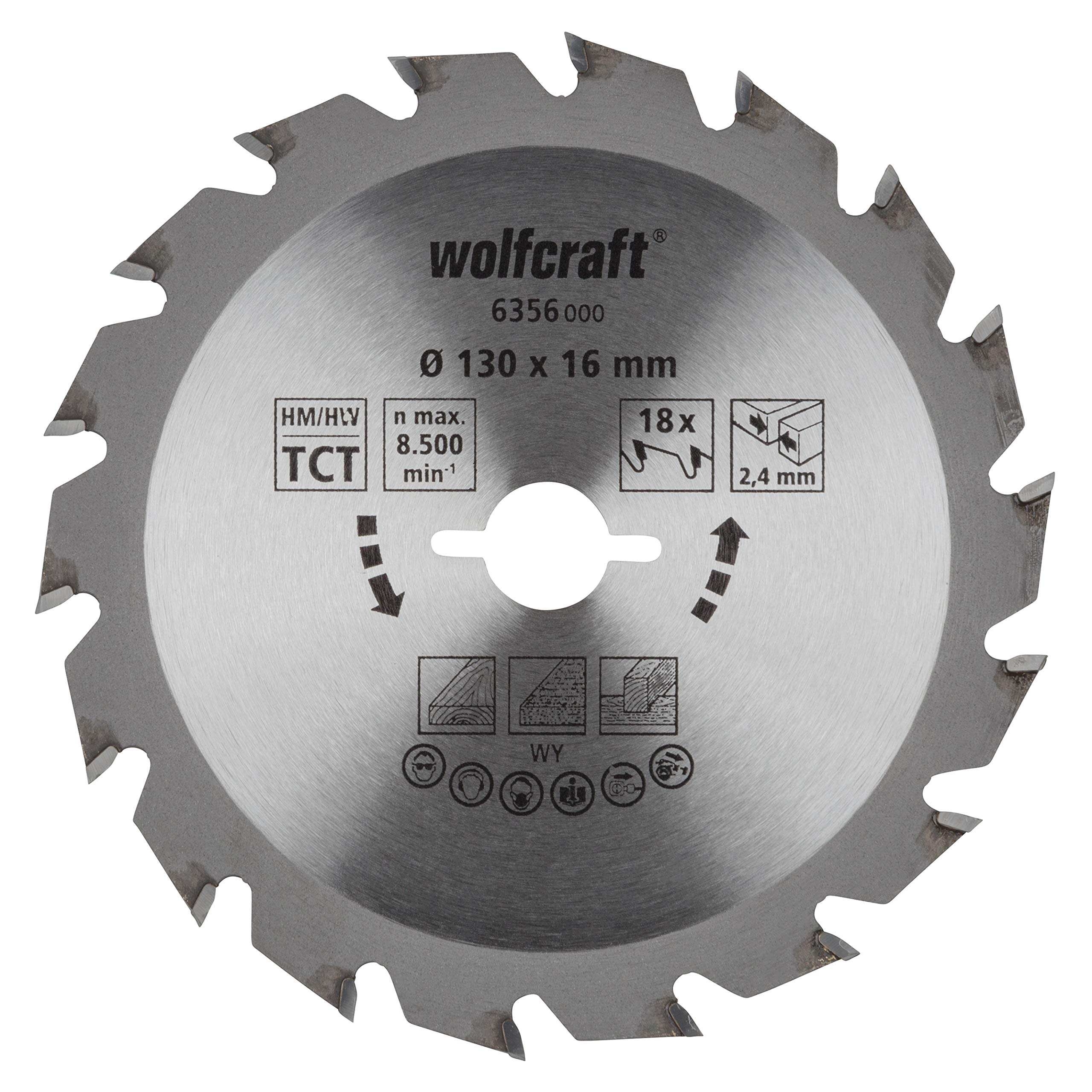 wolfcraft TC Circular Hand Saw Blade, Green Series I 6356000 I Fast, Medium-coarse cuts