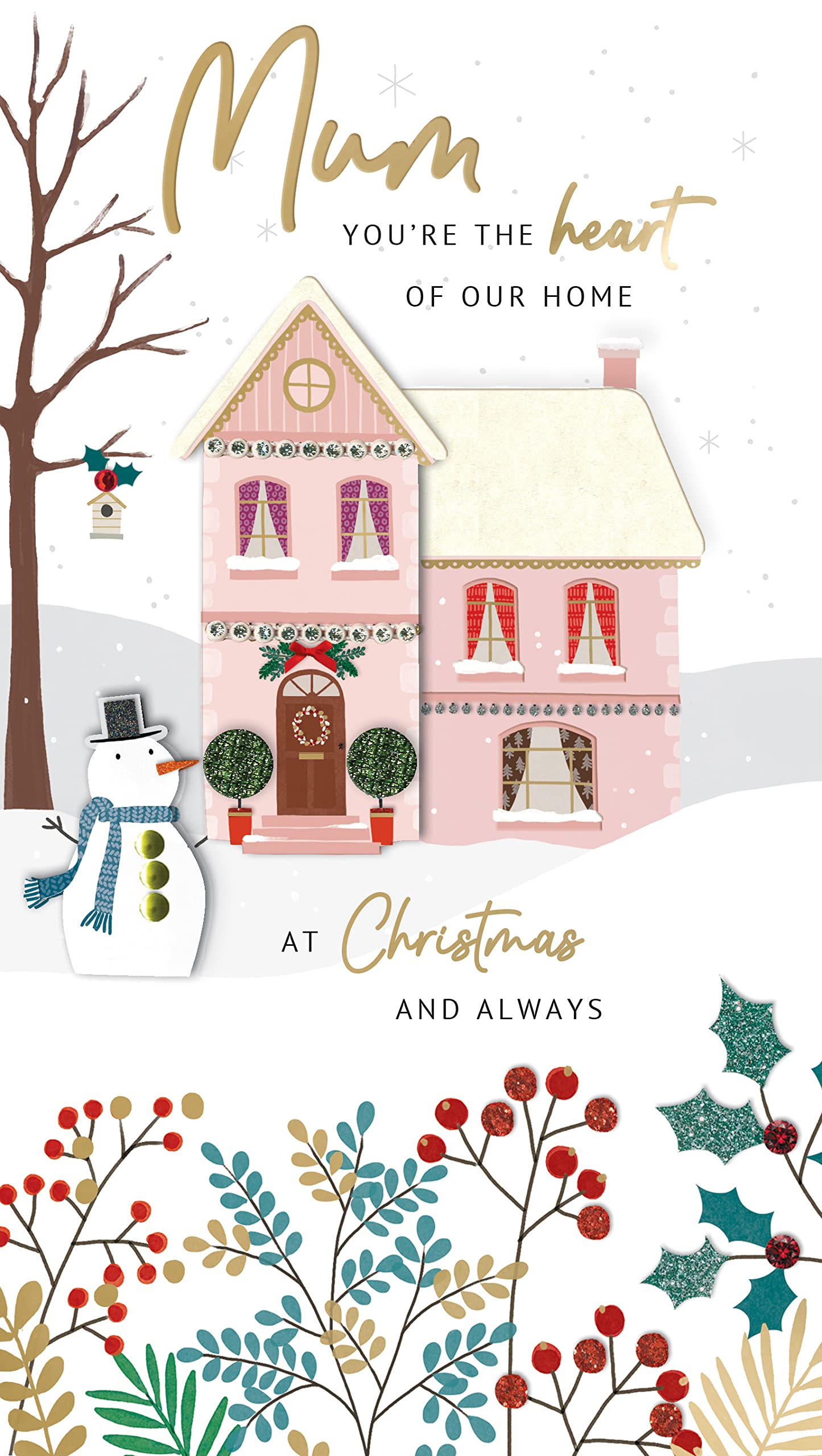 Mum Heart Of The Home Embellished Christmas Card Hand-Finished Champagne Cards XCDC387