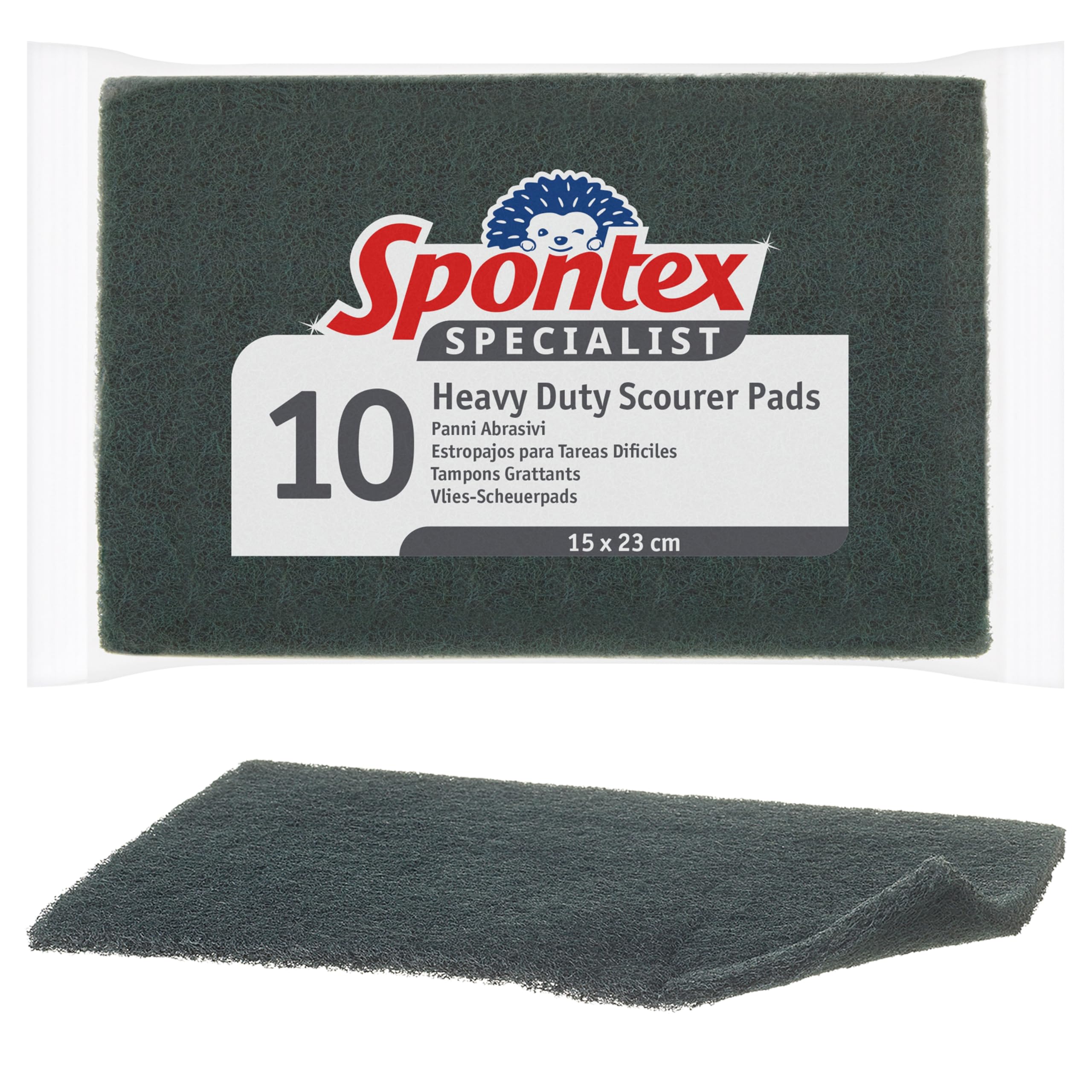 Spontex Specialist Heavy Duty Scouring Pads | XL | Removes Tough Burnt on Food & Grease | 10 Pack