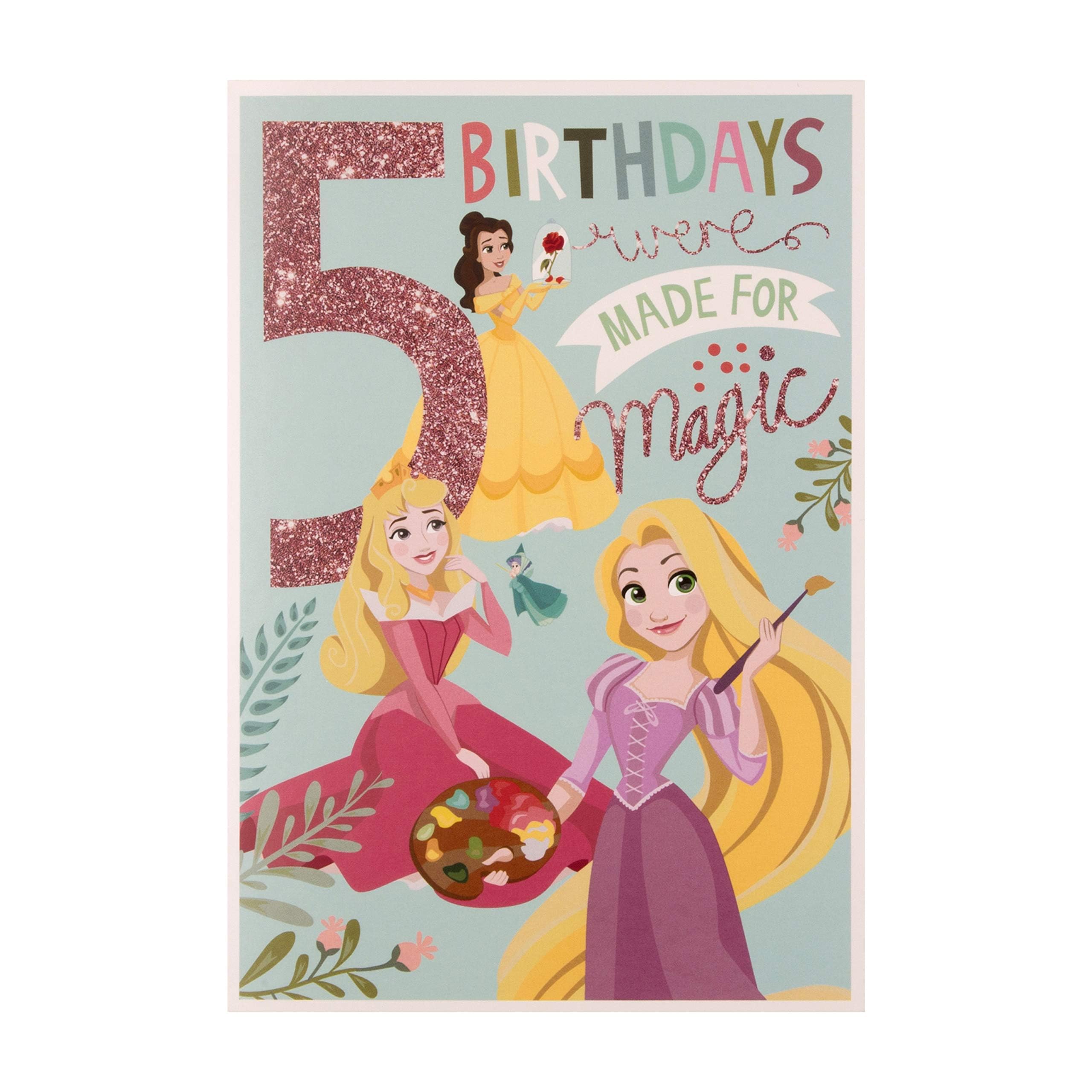 Hallmark Age 5 Birthday Card - Disney Princess Design