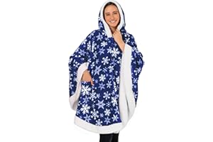 PAVILIA Wearable Blanket for Women, Hooded Poncho Warm Cape Blanket, Angel Wrap Shawl with Hood Pocket for Adult Women Gift