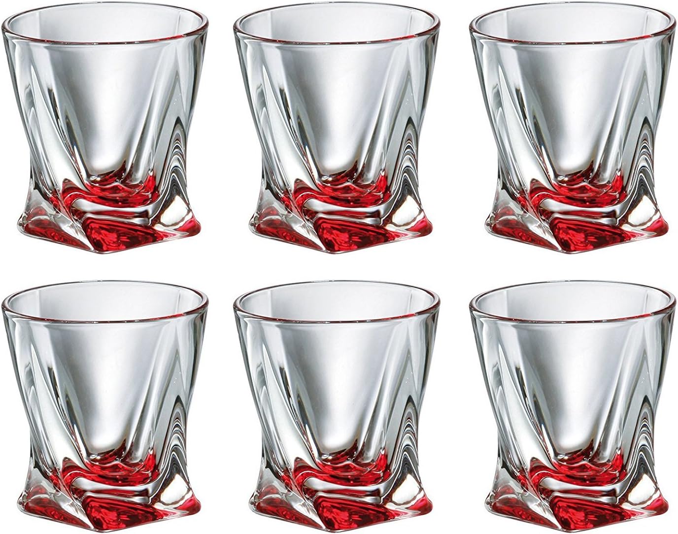 Crystalex Bohemia Quadro RED Colored Tumblers, 11 Oz