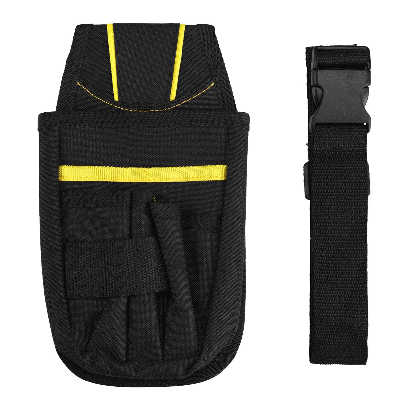 Linkidea Heavy-Duty Electrician Tool Pouch - Reinforced 5 - Pocket Organizer with Adjustable Waist Belt, Multi-Purpose Maintenance Work Pouch for Technicians (Black)