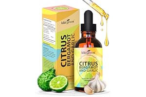 KIKI Green Liquid Citrus Bergamot & Garlic Extract - Citrus Bergamot Supplement for Heart Health, Immune System Support and Healthy Aging Non-GMO, Gluten-Free Supplement 2 Fl Oz.