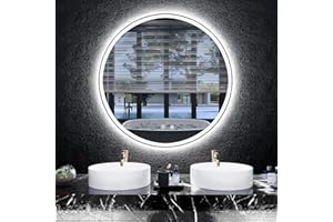 40 Inch Round LED Bathroom Mirror with Lights, Anti-Fog, Dimmable, Front & Backlit, 3 Color Modes, Tempered Glass, Shatter-Pr