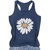 MQSVPUT Womens Tank Tops Summer Racerback Graphic Tanks Beach Vacation Tops Loose Running Athletic Sleeveless Shirt Cami