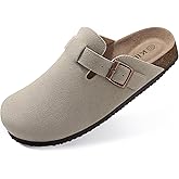 KIDMI Women's Suede Clogs Mules Cork Insoles Potato Shoes with Arch Support Deep Grey 38