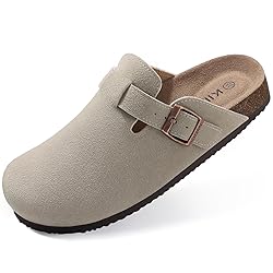 KIDMI Women's Genuine Suede Clogs Cork Footbed